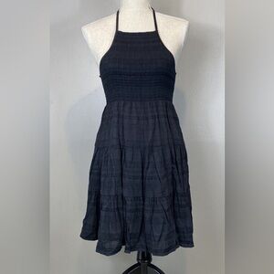 American Eagle Outfitters Black Halter Tiered Mini Dress